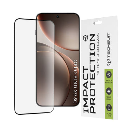 Film de protection d'écran Techsuit pour Oppo Find X9, Verre Trempé, Full Glue, 111D, Noir