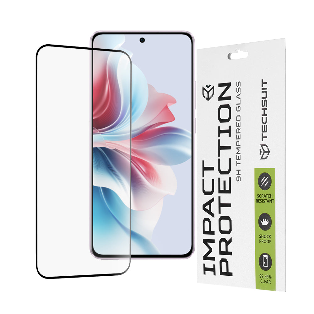 Film de protection d'écran Techsuit pour Oppo Reno11 F, Verre Trempé, Full Glue, 111D, Noir