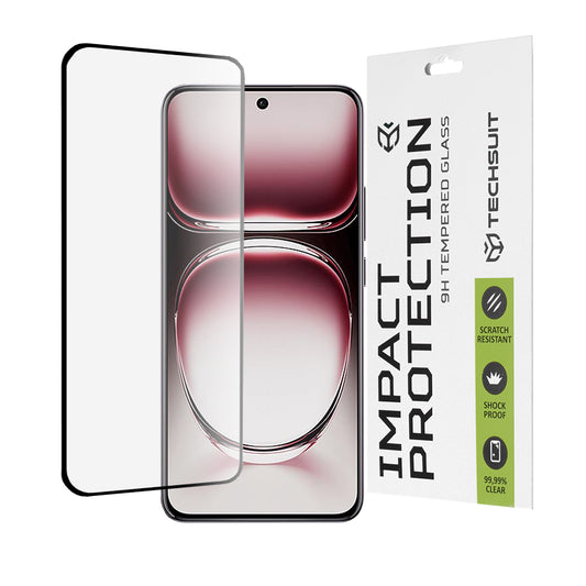 Film de protection d'écran Techsuit pour Oppo Reno12 Pro, Verre trempé, Full Glue, 111D, Noir