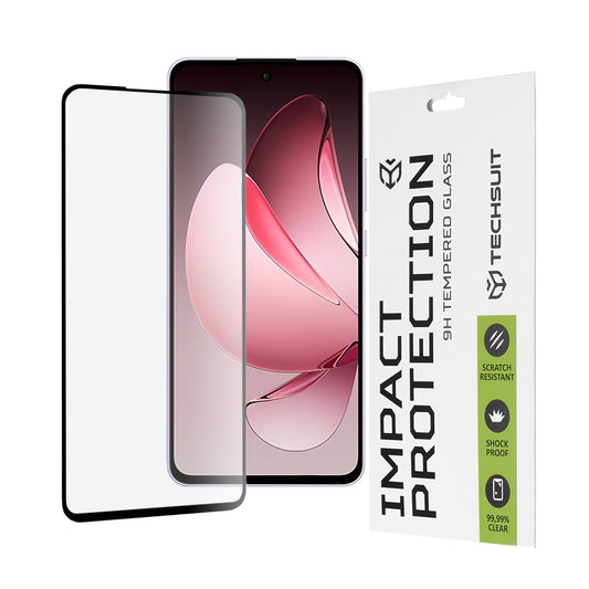 Film de protection d'écran Techsuit pour Oppo Reno13 FS 5G / Reno13 F 4G / Reno13 F, Verre Trempé, Full Glue, 111D, Noir