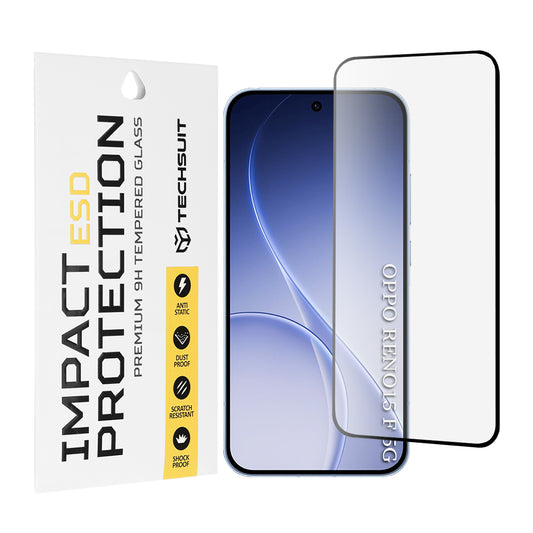 Film de protection d'écran Techsuit pour Oppo Reno15 FS / Reno15 F, Verre trempé, Full Glue, Noir