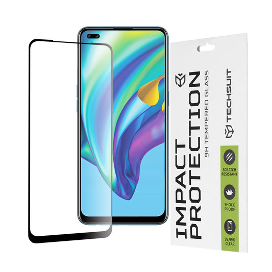 Film de protection d'écran Techsuit pour Oppo Reno4 Lite, Verre trempé, Full Glue, 111D, Noir