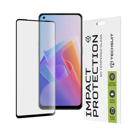 Film de protection d'écran Techsuit pour Oppo Reno8 Lite / Reno7 / Reno7 Lite / Oneplus Nord N20 5G, Verre trempé, Full Glue, 111D, Noir