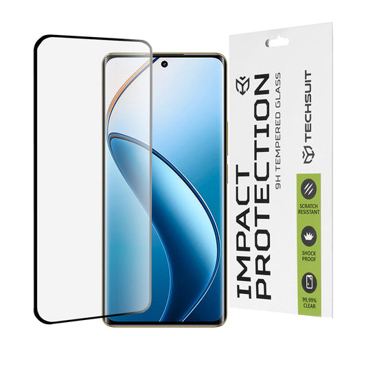 Film de protection d'écran Techsuit pour Realme 12 Pro / 12 Pro+, Verre trempé, Full Glue, 111D, Noir