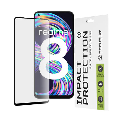 Film de protection d'écran Techsuit pour Realme 8 Pro / 8, Verre trempé, Full Glue, 111D, Noir