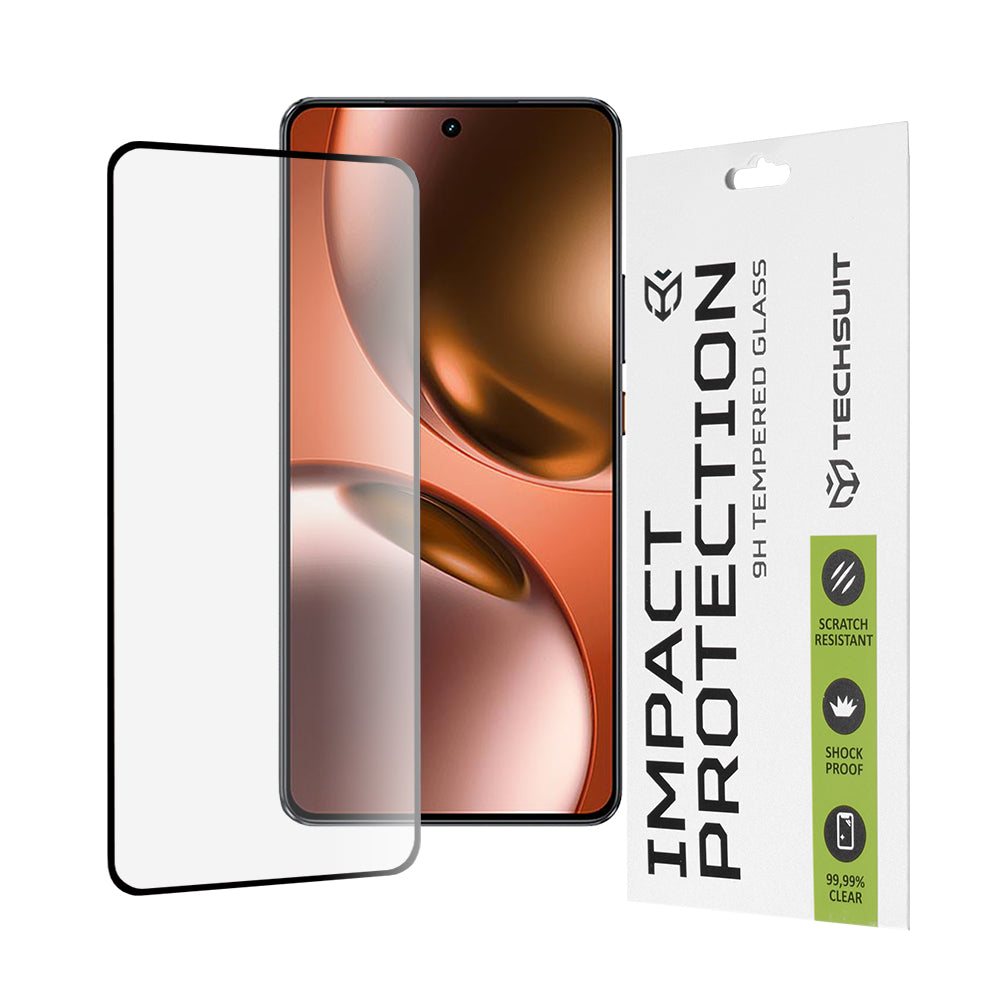 Film de protection d'écran Techsuit pour Realme GT 7, Verre Trempé, Full Glue, 111D, Noir