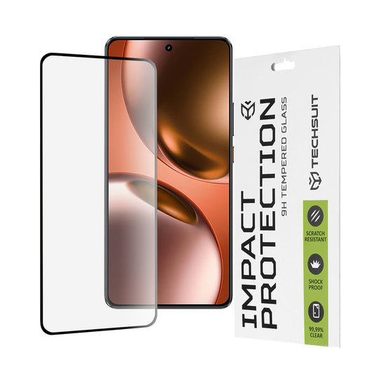 Film de protection d'écran Techsuit pour Realme GT 7, Verre Trempé, Full Glue, 111D, Noir
