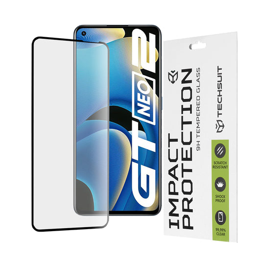 Film de protection d'écran Techsuit pour Realme GT Neo 3T / GT2 / GT Neo2, Verre trempé, Full Glue, 111D, Noir