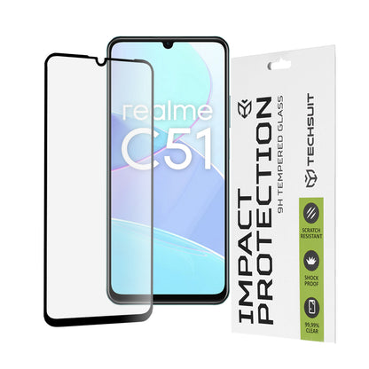Film de protection d'écran Techsuit pour Realme Note 50 / C51, Verre Trempé, Full Glue, 111D, Noir