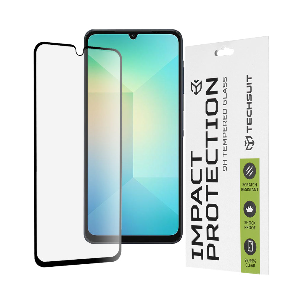 Film de protection d'écran Techsuit pour Samsung Galaxy A06 A065, Verre Trempé, Full Glue, 111D, Noir