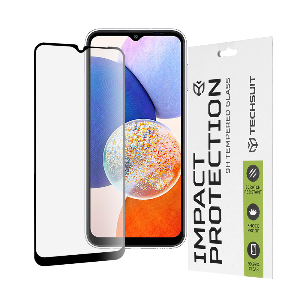 Film de protection d'écran Techsuit pour Samsung Galaxy A14 A145 / A14 5G A146, Verre Trempé, Full Glue, 111D, Noir