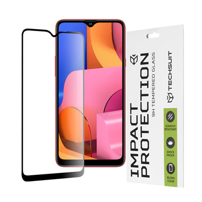 Film de protection d'écran Techsuit pour Samsung Galaxy A20s A207, Verre Trempé, Full Glue, 111D, Noir