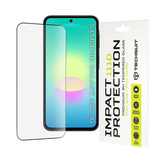 Film de protection d'écran Techsuit pour Samsung Galaxy A27 5G, Verre Trempé, Full Glue, 111D, Noir