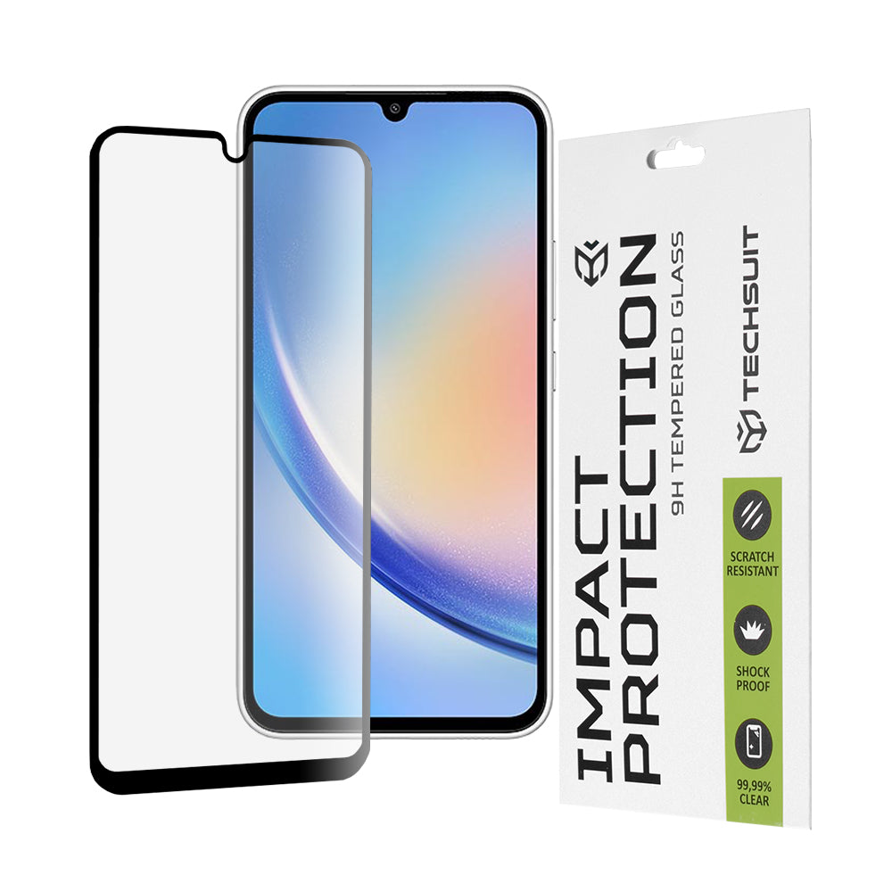 Film de protection d'écran Techsuit pour Samsung Galaxy A34 A346, Verre trempé, Full Glue, 111D, Noir