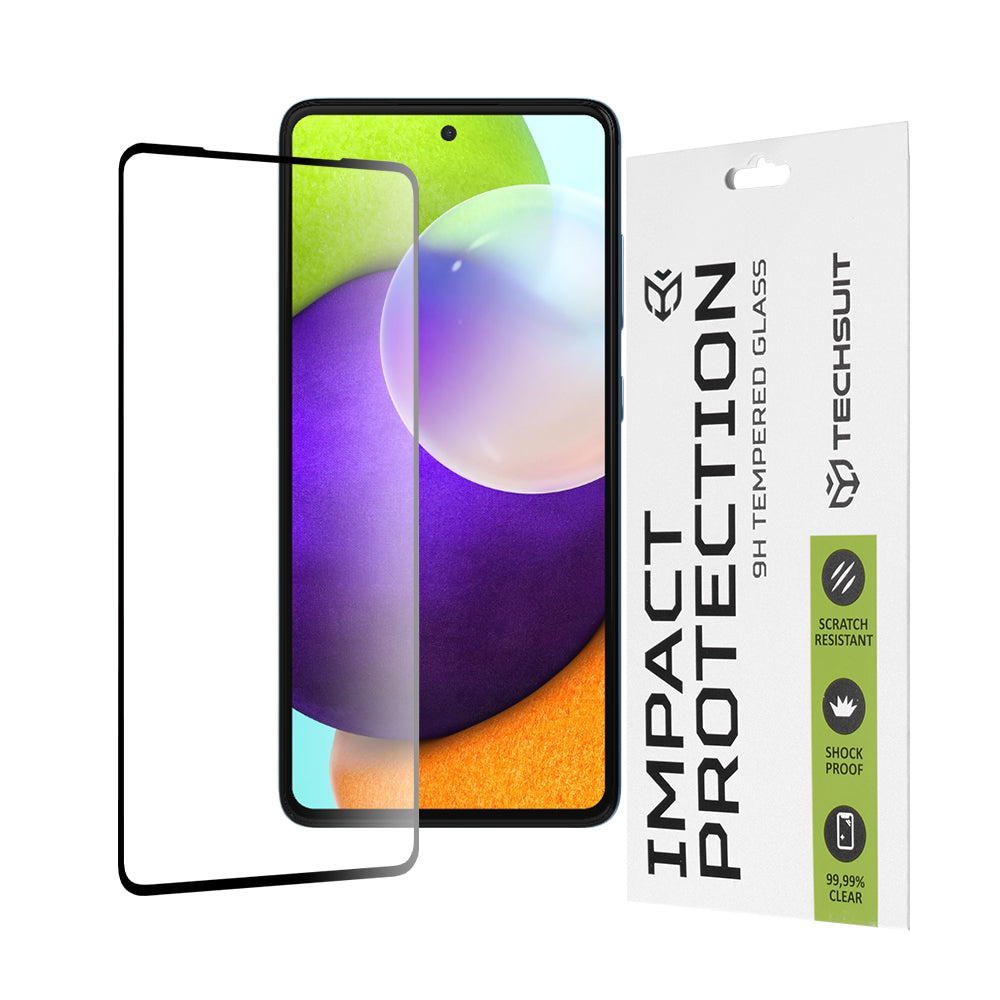 Film de protection d'écran Techsuit pour Samsung Galaxy A52s 5G A528 / A52 5G A526 / A52 A525, Verre trempé, Full Glue, 111D, Noir