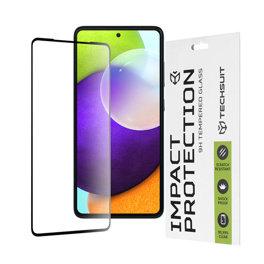 Film de protection d'écran Techsuit pour Samsung Galaxy A52s 5G A528 / A52 5G A526 / A52 A525, Verre trempé, Full Glue, 111D, Noir
