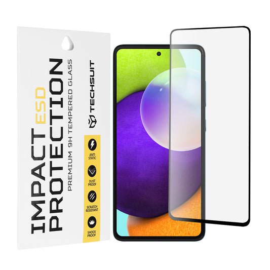 Film de protection d'écran Techsuit pour Samsung Galaxy A52s 5G A528 / A52 5G A526 / A52 A525, Verre trempé, Full Glue, Noir