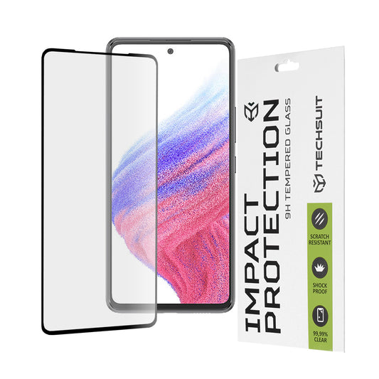 Film de protection d'écran Techsuit pour Samsung Galaxy A53 5G A536, Verre trempé, Full Glue, 111D, Noir