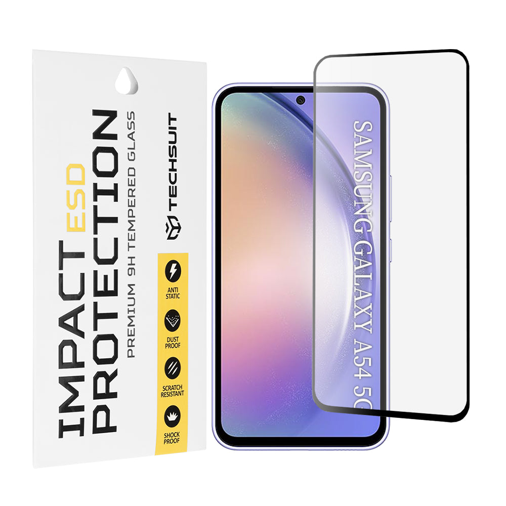 Film de protection d'écran Techsuit pour Samsung Galaxy A54 A546, Verre trempé, Full Glue, Noir