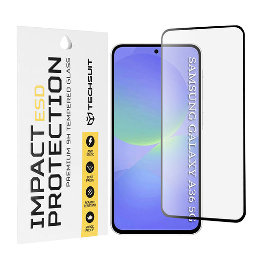 Film de protection d'écran Techsuit pour Samsung Galaxy A56 A566 / A36 A366, Verre trempé, Full Glue, Noir