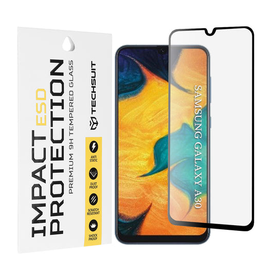 Film de protection d'écran Techsuit pour Samsung Galaxy M31 M315 / M21 M215 / A50s A507 / A30s A307 / M30s M307, Verre trempé, Collage intégral, Noir
