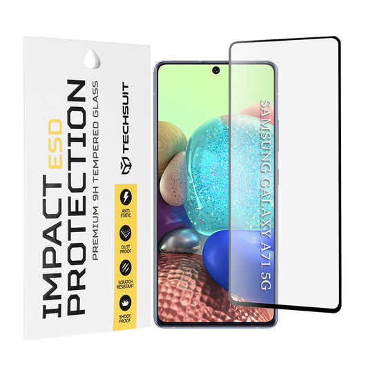 Film de protection d'écran Techsuit pour Samsung Galaxy M51 M515 / A71 5G A716 / Note10 Lite N770 / A71 A715, Verre trempé, Collage intégral, Noir
