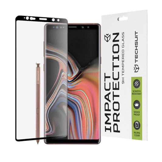 Film de protection d'écran Techsuit pour Samsung Galaxy Note 9 N960, Verre trempé, Full Glue, 111D, Noir
