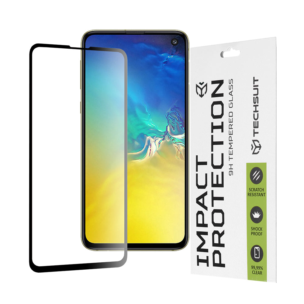 Film de protection d'écran Techsuit pour Samsung Galaxy S10e G970, Verre trempé, Full Glue, 111D, Noir