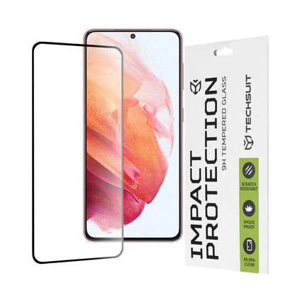 Film de protection d'écran Techsuit pour Samsung Galaxy S21 5G G991, Verre trempé, Full Glue, 111D, Noir
