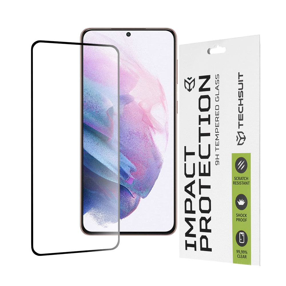 Film de protection d'écran Techsuit pour Samsung Galaxy S21+ 5G G996, Verre trempé, Full Glue, 111D, Noir