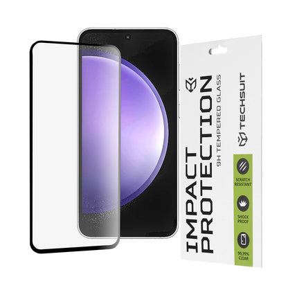 Film de protection d'écran Techsuit pour Samsung Galaxy S23 FE S711, Verre trempé, Full Glue, 111D, Noir