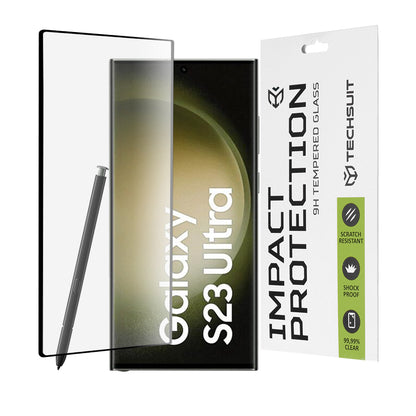 Film de protection d'écran Techsuit pour Samsung Galaxy S23 Ultra S918, Verre trempé, Full Glue, 111D, Noir