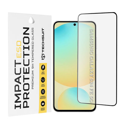 Film de protection d'écran Techsuit pour Samsung Galaxy S24 FE S721, Verre trempé, Full Glue, Noir