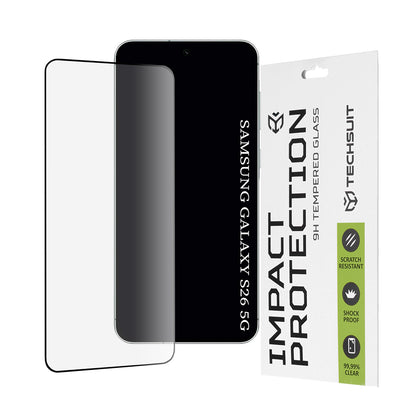 Film de protection d'écran Techsuit pour Samsung Galaxy S26 S942, Verre Trempé, Full Glue, 111D, Noir