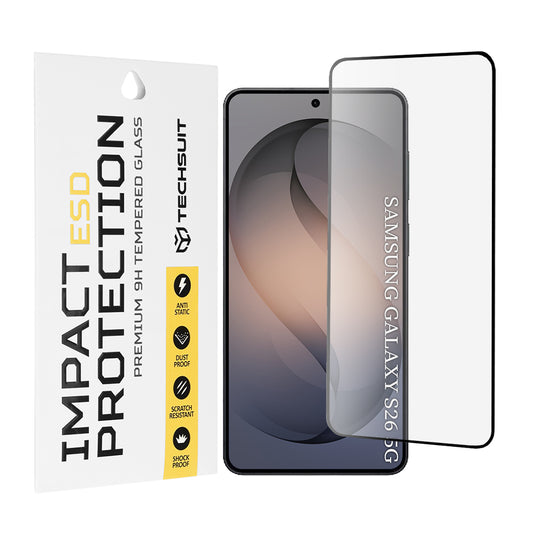Film de protection d'écran Techsuit pour Samsung Galaxy S26, Verre Trempé, Full Glue, Noir