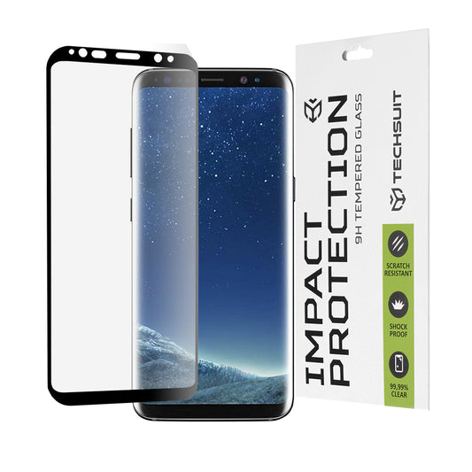 Film de protection d'écran Techsuit pour Samsung Galaxy S8 G950, Verre trempé, Full Glue, 111D, Noir