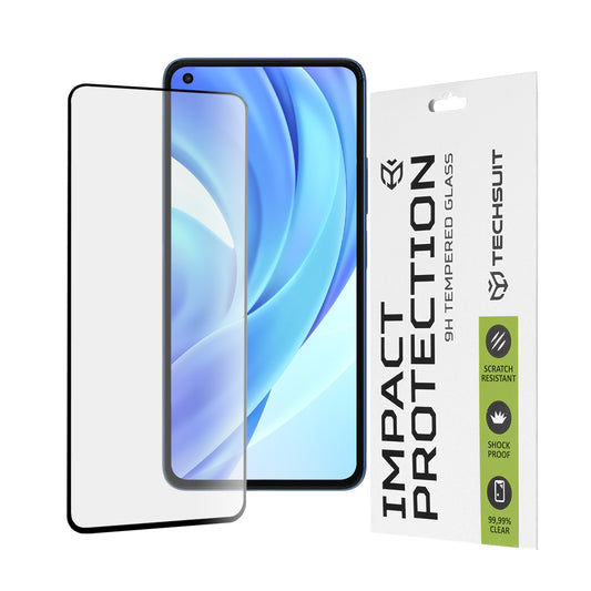 Film de protection d'écran Techsuit pour Xiaomi 11 Lite 5G NE / Mi 11 Lite 5G / 11 Lite, Verre trempé, Full Glue, 111D, Noir