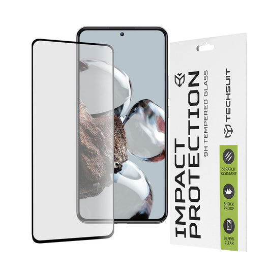 Film de protection d'écran Techsuit pour Xiaomi 12T / 12T Pro, Verre trempé, Full Glue, 111D, Noir