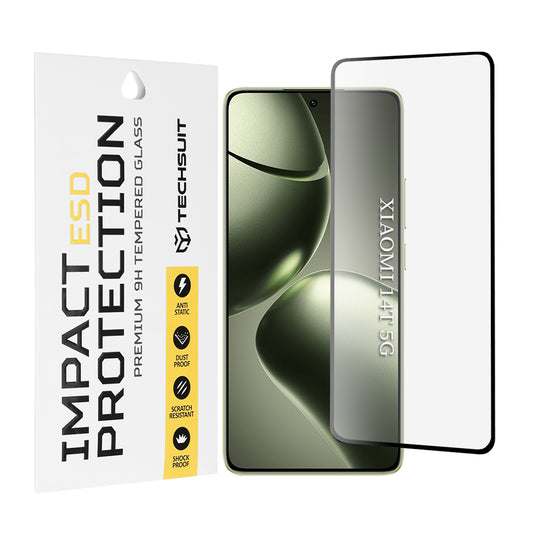 Film de protection d'écran Techsuit pour Xiaomi 14T Pro / 14T, Verre trempé, Collage intégral, Noir