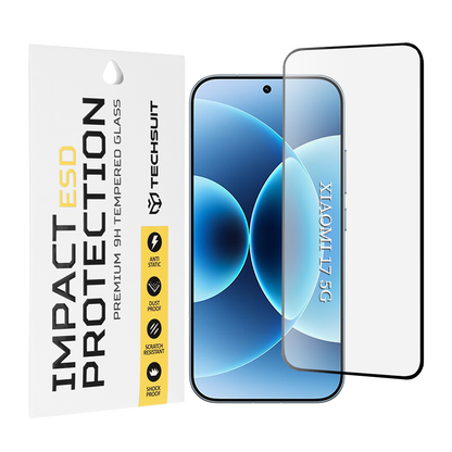 Film de protection d'écran Techsuit pour Xiaomi 17, Verre Trempé, Full Glue, Noir
