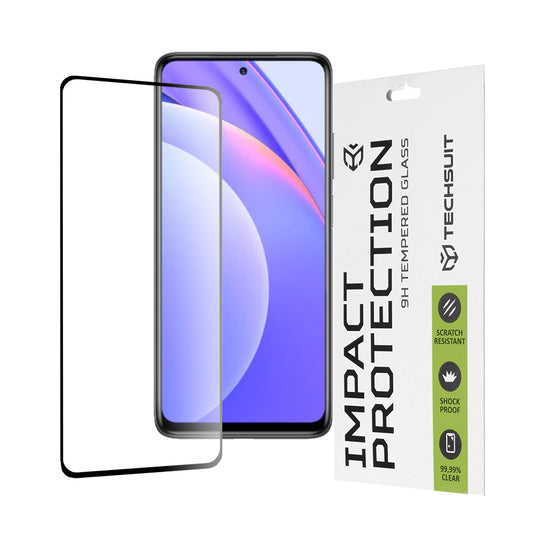 Film de protection d'écran Techsuit pour Xiaomi Mi 10T Lite 5G, Verre trempé, Full Glue, 111D, Noir