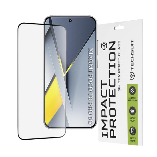 Film de protection d'écran Techsuit pour Xiaomi Poco F8 Pro, Verre Trempé, Full Glue, 111D, Noir