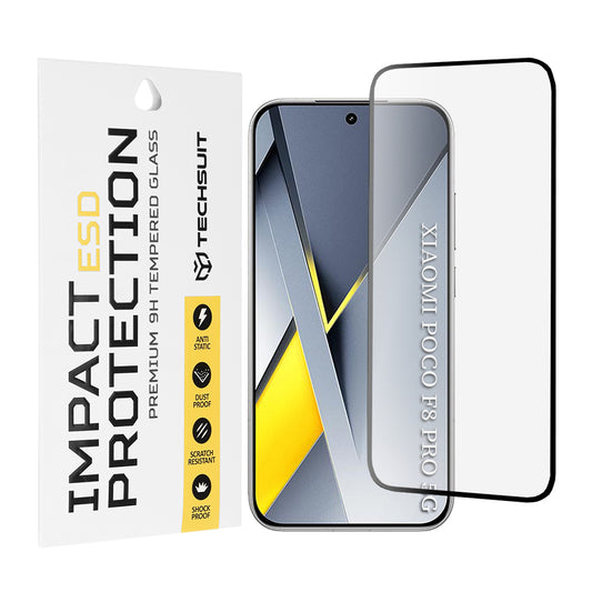 Film de protection d'écran Techsuit pour Xiaomi Poco F8 Pro, Verre Trempé, Full Glue, Noir