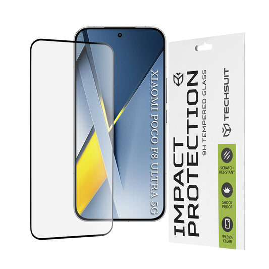 Film de protection d'écran Techsuit pour Xiaomi Poco F8 Ultra, Verre Trempé, Full Glue, 111D, Noir