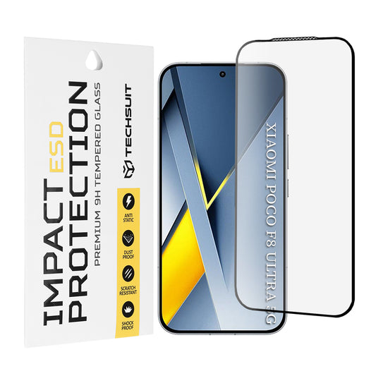 Film de protection d'écran Techsuit pour Xiaomi Poco F8 Ultra, Verre Trempé, Full Glue, Noir
