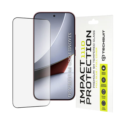 Film de protection d'écran Techsuit pour Xiaomi Poco F9 Ultra, Verre Trempé, Full Glue, 111D, Noir