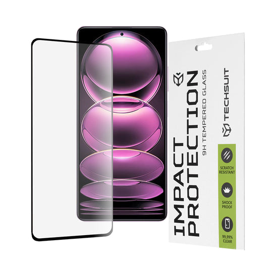 Film de protection d'écran Techsuit pour Xiaomi Poco X5 Pro / Redmi Note 12 Pro 5G / Note 12 Pro+, Verre Trempé, Full Glue, 111D, Noir