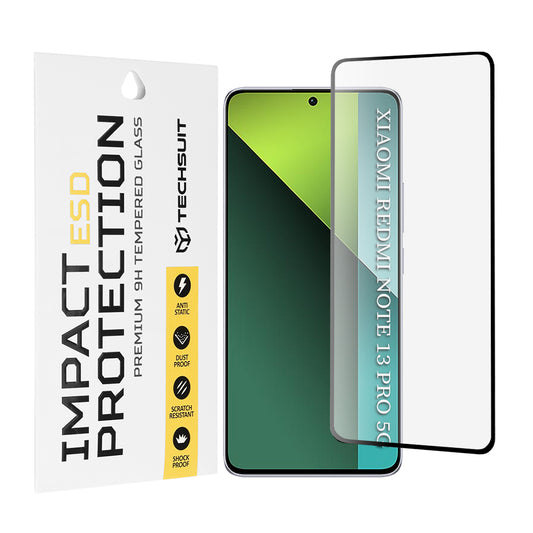 Film de protection d'écran Techsuit pour Xiaomi Poco X6 / Redmi Note 13 Pro 5G, Verre Trempé, Full Glue, Noir