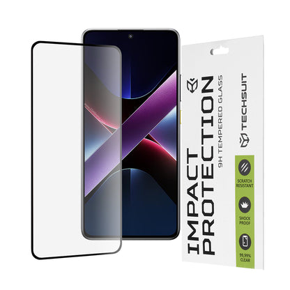 Techsuit Screen Protector Film for Xiaomi Poco X7 Pro, Tempered Glass, Full Glue, 111D, Black
