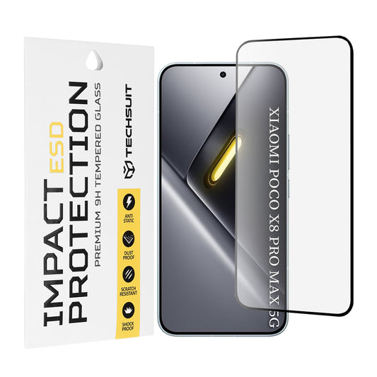 Film de protection d'écran Techsuit pour Xiaomi Poco X8 Pro Max, Verre Trempé, Full Glue, Noir